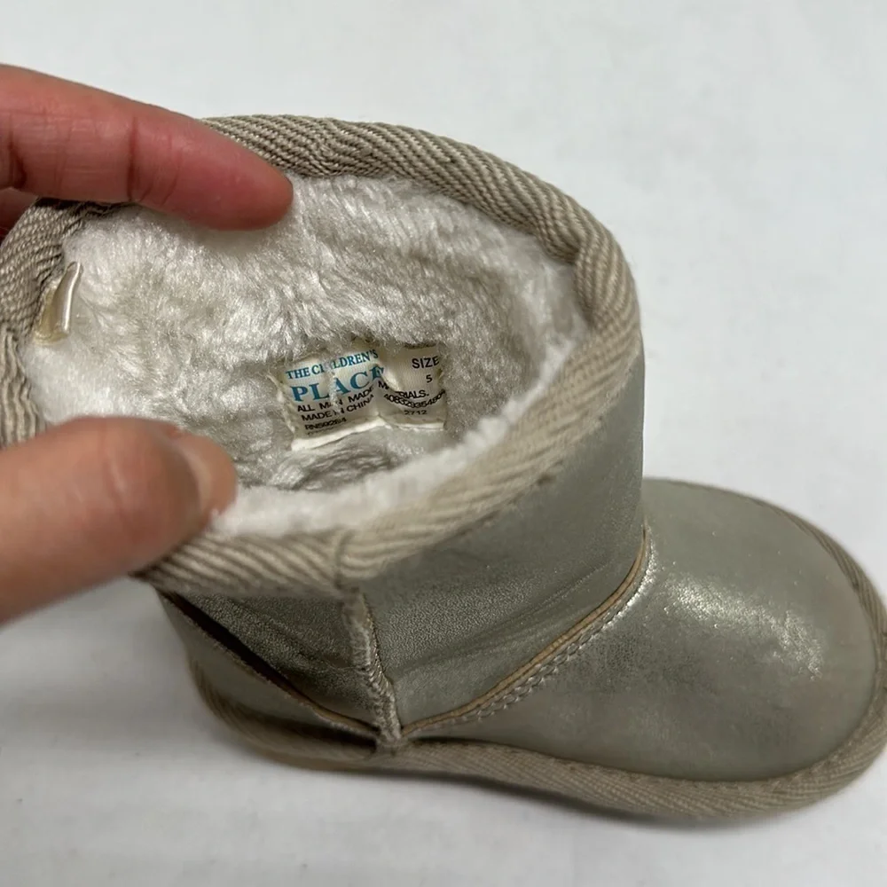 Childrens Toddler Kids Metallic Gold Boots Size 5